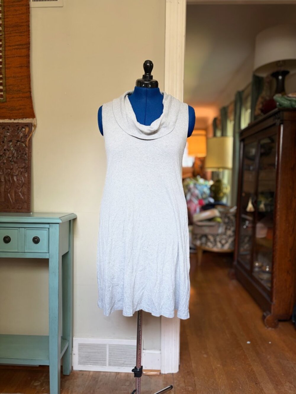Heather Gray Sleeveless Cowl Neck Swing Dress
